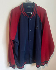 Polo Ralph Lauren Men's Fleece Varsity Baseball Jacket Navy/Red Size XXL