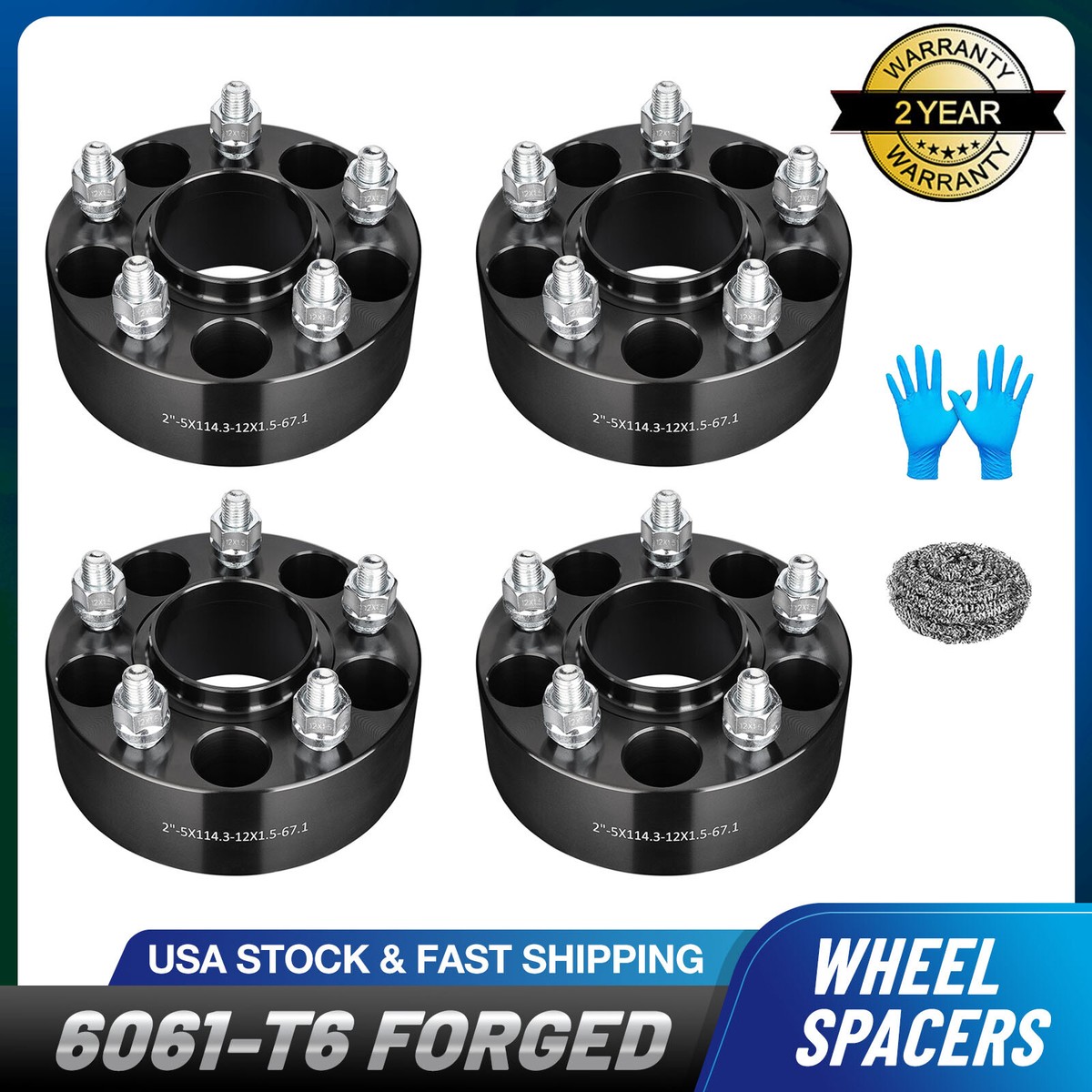 4pcs 2 inch 5 Lug Hubcentric Wheel Spacers 5x4.5 for 2001-2004