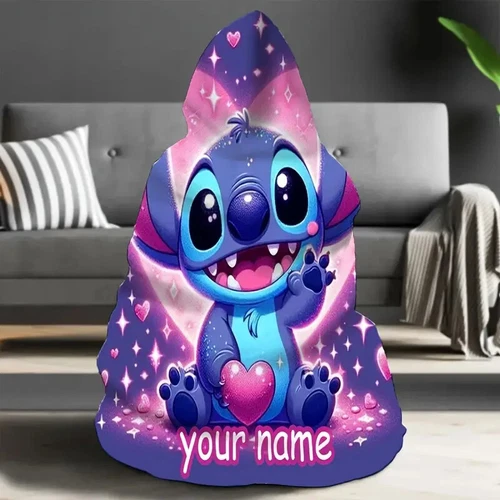 Personalized Lilo & Stitch Hooded Blanket