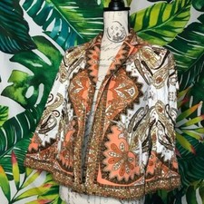 EUC 100 Talbots Size 6 Intricate Bohemian Casual Fall Lined Light Blazer Jacket