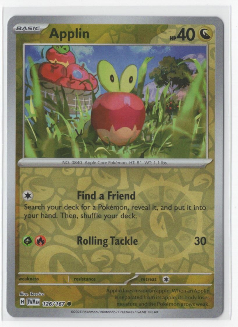 Pokemon Twilight Masquerade 126/167 Applin Reverse Holo