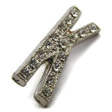 Vintage Letter K Initial Brooch Pin Silver Tone Pave Rhinestone Crystal Monogram