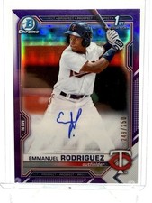 2021 Bowman Chrome 1st Emmanuel Rodriguez /250 Purple Refractor Auto CPA-ERD