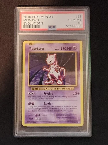 PSA 10 Mewtwo Non Holo Rare 2016 Pokémon XY Evolutions #51 *FREE SHIP*
