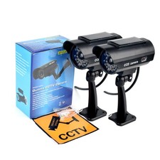 2x Dummy Security Camera Fake Flashing Light Home Simulation Monitor