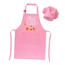 Kids Apron and Chef Hat Set,  Mini Chef  Funny Apron Adjustable Kitchen Apron