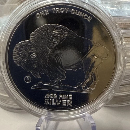 Apmex 9 mark Liberty Buffalo 1oz 999 Silver Round Native American In Capsule -