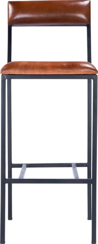 Industrial Leather Bar Stool with Iron Frame by Butler - Picture 3 of 4