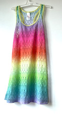 Cat And Jack Girls Sz L Light Neon Colors Swimsuit Coverup One Piece Summer