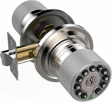 Smart Door Knob with Keypad and Key,Keyless Entry Lock Stain Nickel 