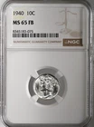 1940-P  10C  MERCURY SILVER DIME  "FULL BANDS"  NGC MS65 FB #8345183-075