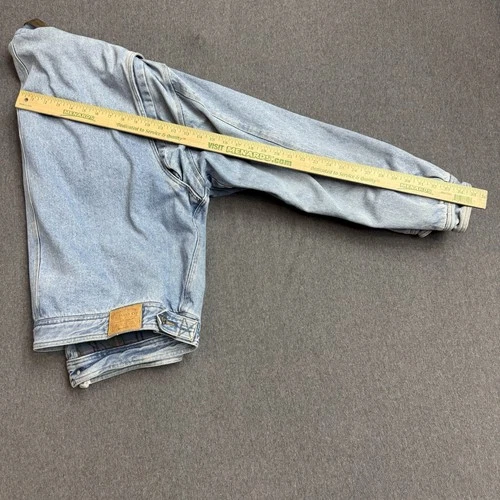 Vintage 90s GH Bass Denim Jacket Mens XL Leather Collar Plaid Lined Workwear image 13