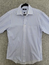 Vintage Chaps Wrinkle-Free Dress Shirt Men's Large 15.5 34/35 Blue  Stripes