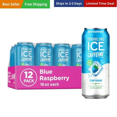 Caffeine Blue Raspberry Sparkling Water with Caffeine, Zero Sugar, with Antio...