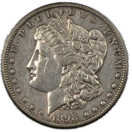 1898-S Morgan Silver Dollar XF/AU Cleaned $1 Coin San Francisco Mint