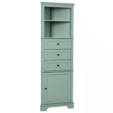 25 In. W X 13.4 In. D X 70 In. H Green Corner Freestanding Bathroom Storage Line