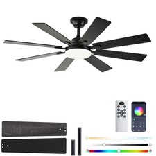Ceiling Fans with Lights, 52 Inch Ceiling Fan with Light and Remote Control, ...