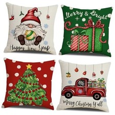 Christmas Throw Pillow Covers 18x18 Set of 4 Xmas 18" x 18" Pack of 4 Red