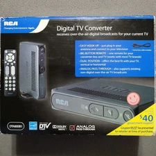RCA DTA800B1 DTV Digital TV Convertor Box with Remote Control & Connection Cable