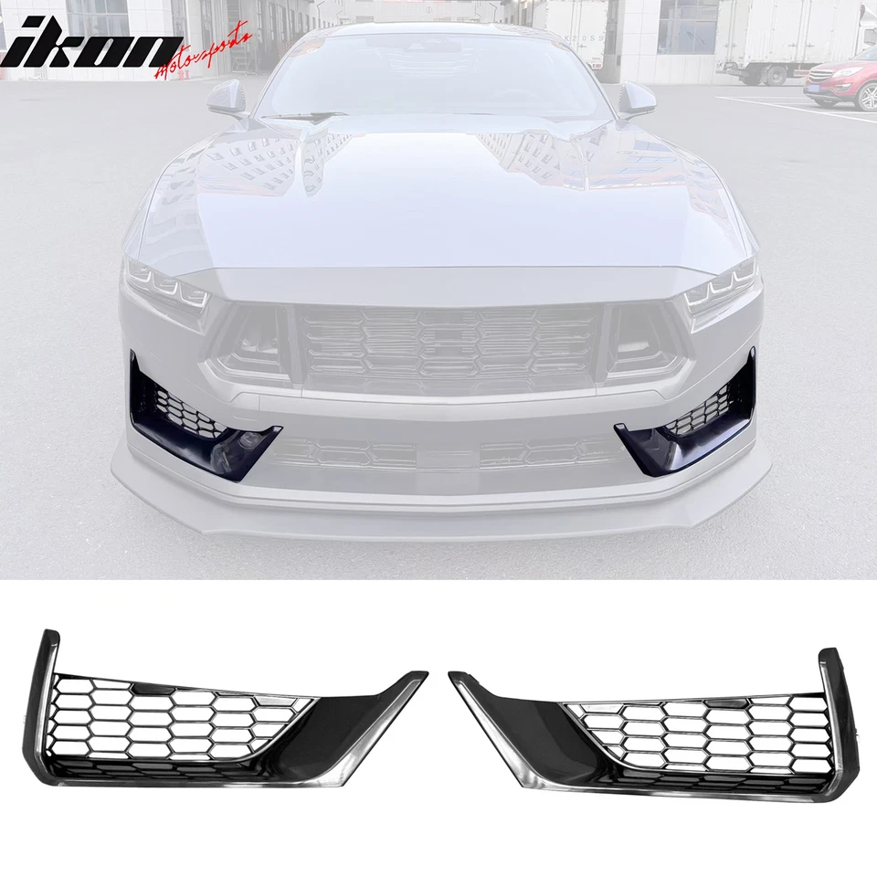 For 24-26 Ford Mustang Dark Horse ABS Front Bumper Lower Mesh Grille Insert Pair