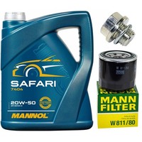 MotoröL Filter Set Mannol 20W-50 5 Liter + Schraube FüR Hyundai KIA Sportage 2.7