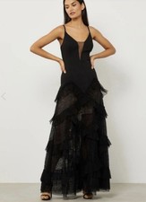 BCBG Maxazria Dress Gown Maxi Long Tulle Black Used Once . Size 8