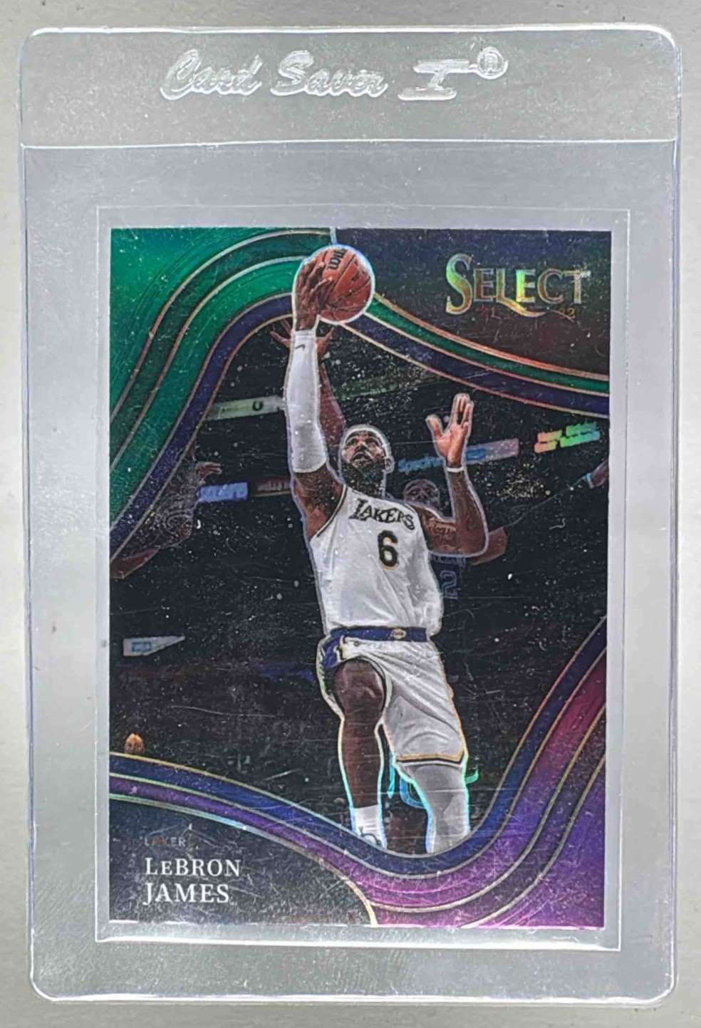 LeBron James 2021 Panini Select #219 Green White Purple Prizm Courtside