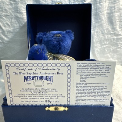 ￼MERRYTHOUGHT Blue Sapphire Anniversary, Bear 1995 Mint Refer To Pics