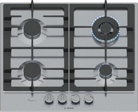 Bosch PCH6A5I90 Gaskochfeld 60 CM 4 Flammen Edelstahl Gussroste