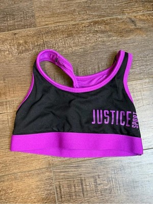 Justice Sport Black & Purple Racerback Sports Bra Girls Size 130 (7/8) Active