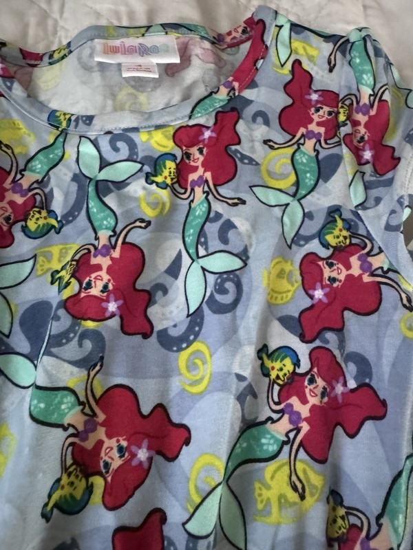 NWT Lularoe Disney Kids Girls Mae Dress Size 4 The Little Mermaid Ariel Flounder