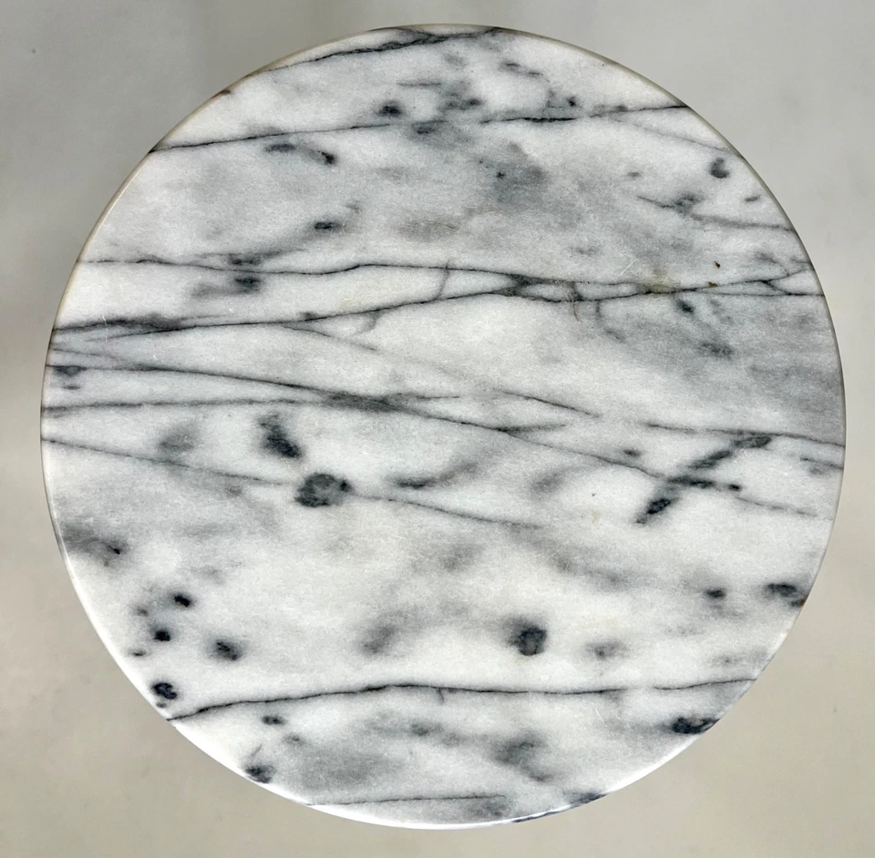 Mesa grande americana francesa campestre caoba redonda con pedestal superior de mármol 28" Foto 4 de 4