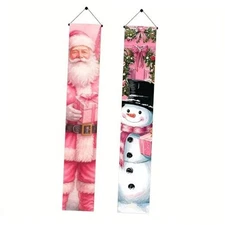 Pink Christmas Porch Decorations 12x71 Inch Merry Christmas Welcome Colorful#5