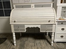 Schreibsekretär Antik Massivholz Möbel Louis-Philippe um 1850 modern weiß grau