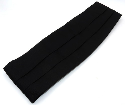 HERMES Paris Black 100% Silk Cummerbund, 5" Tall, Adjustable Size 46