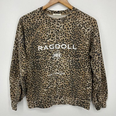 Ragdoll LA Crew Neck Sweatshirt Women's Size XS Brown Cheetah Oversized