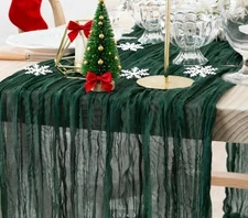  Christmas Cheesecloth Table Runner Green Table Runners Boho Cheese 1 Emerald
