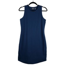 Zella Size M Sleeveless Racerback Mini Dress Dark Blue Ribbed Casual Lounge
