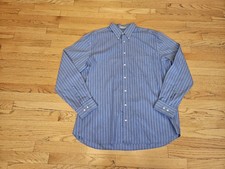 Eddie Bauer Men's XL Tall Blue Long Sleeve Button Down Cotton Wrinkle Resistant