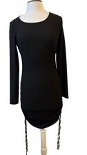 Topshop Womens 6 Sexy Ribbed Crinkle Bodycon Cinched Side Long Sleeve Dress