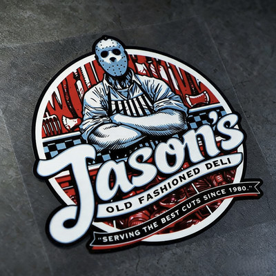 Große Jason's altmodische Feinkost Metzgerei Vinyl-Autoaufkleber Motorrad Geschenk