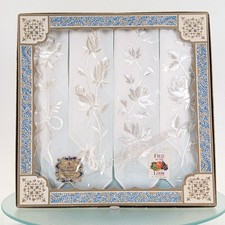 Fruit Of The Loom Ladies Handkerchiefs Full Size White Floral Embroidered Set
