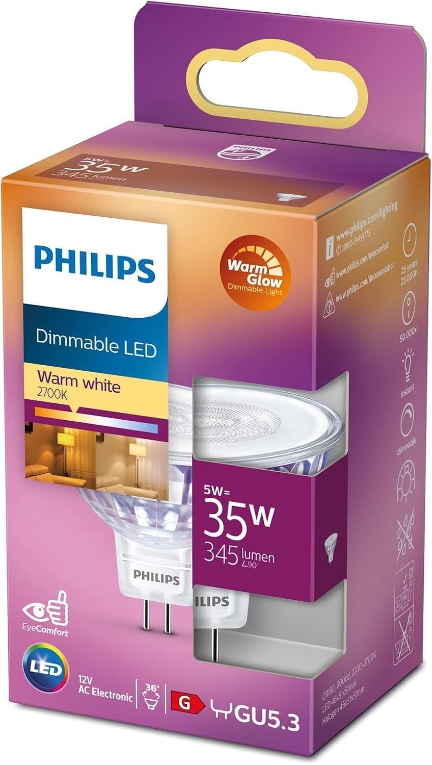 Philips LED Classic Spot Dimmable Indoor Light 5w To 35w Equivalent Warm New