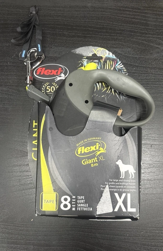 Fita Flexi Giant profissional grande 10m retrátil amarela chumbo para cães - Imagem 2 de 3