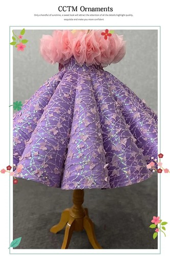 Sequin Children Girls Princess Dress Performance Costumes Summer Birthday Gown - Picture 8 of 12