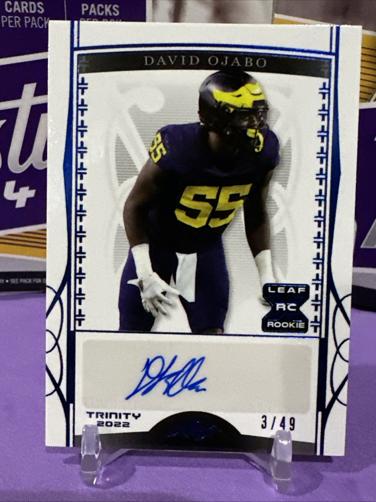 2022 Leaf Trinity - Auto Blue 3/49 David Ojabo (RC) #BA-DO1🔥