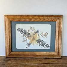 Handmade Pressed Dried Flowers Artwork, 8 " Wooden Frame