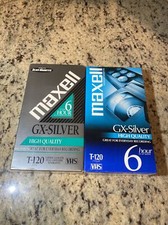 Maxell Videocassette T-120 GX-Silver High Quality 6 Hour EP Mode Lot Of 2 Sealed
