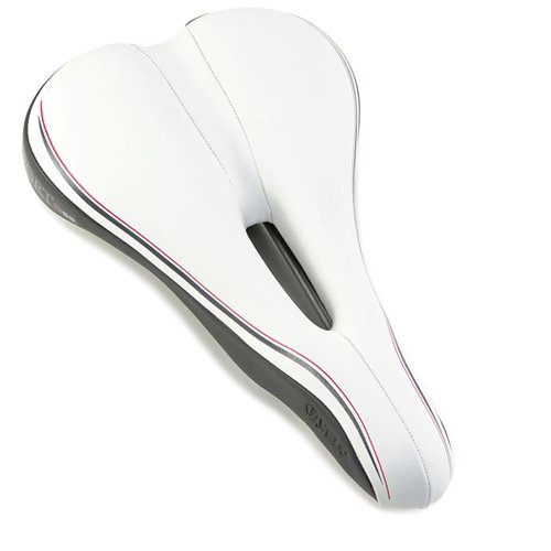 white leather bike saddle