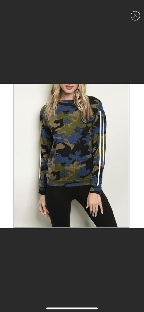 Striped Camo Top Size Small Women Tops Fashion Tops Boutique Tops